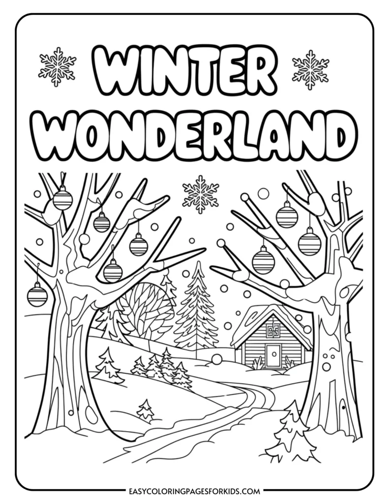 winter wonderland coloring pages (9 free printable pages) - easy